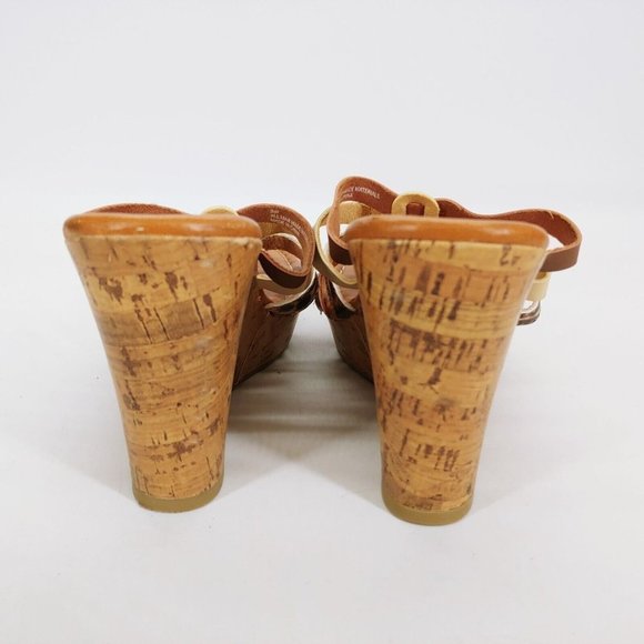 Lane Bryant Womens Strappy Wedge Cork Midsole High Heel‎ Slide Sandals Multi 8W - Picture 4 of 10